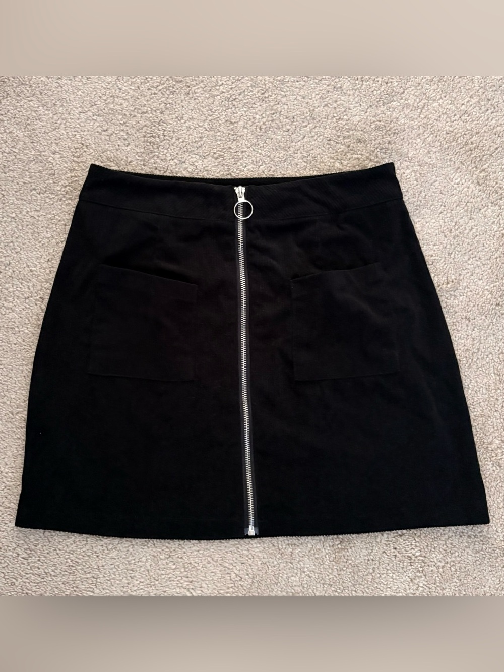Black Mini Skirt with Front Zip
